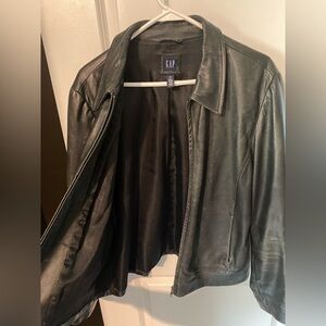 Vintage 90s GAP Women's Black Leather Jacket SZ XL